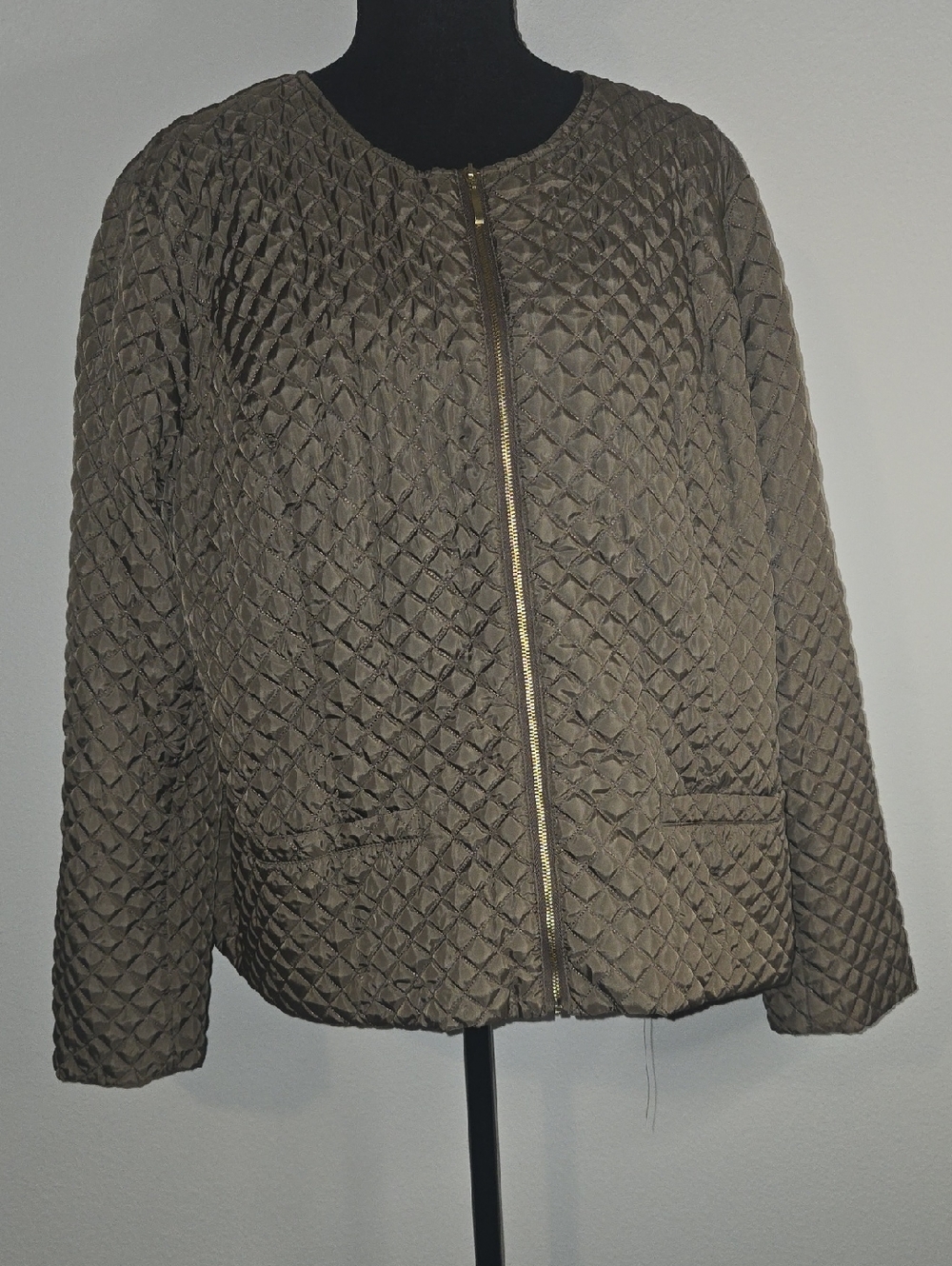 Chico's Quilted Zip-Front Puffer Jacket - Brown